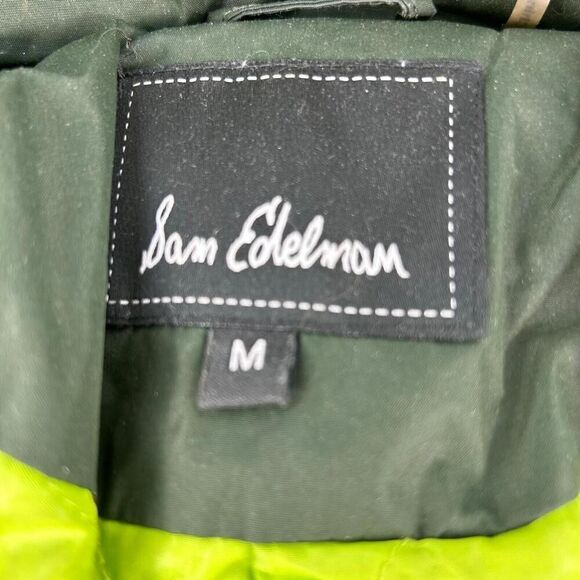 Sam Edelman Jinny Down Parka Jacket Size M Faux Fur Hooded Coat Olive Green - Picture 11 of 12